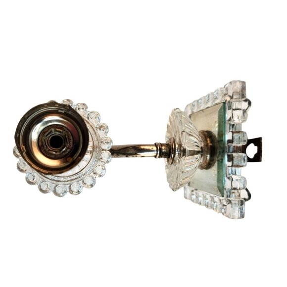 Vintage Glass Mirror & metal Wall Sconce need rewired, wall mount gooseneck, 6" - Picture 7 of 12